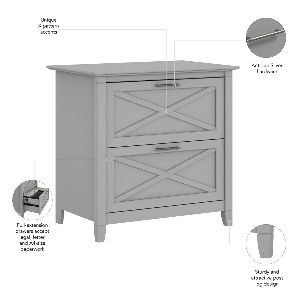 Mobiletto laterale per archivio a 2 cassetti Key West di Bush Furniture