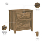 Mobiletto laterale per archivio a 2 cassetti Key West di Bush Furniture