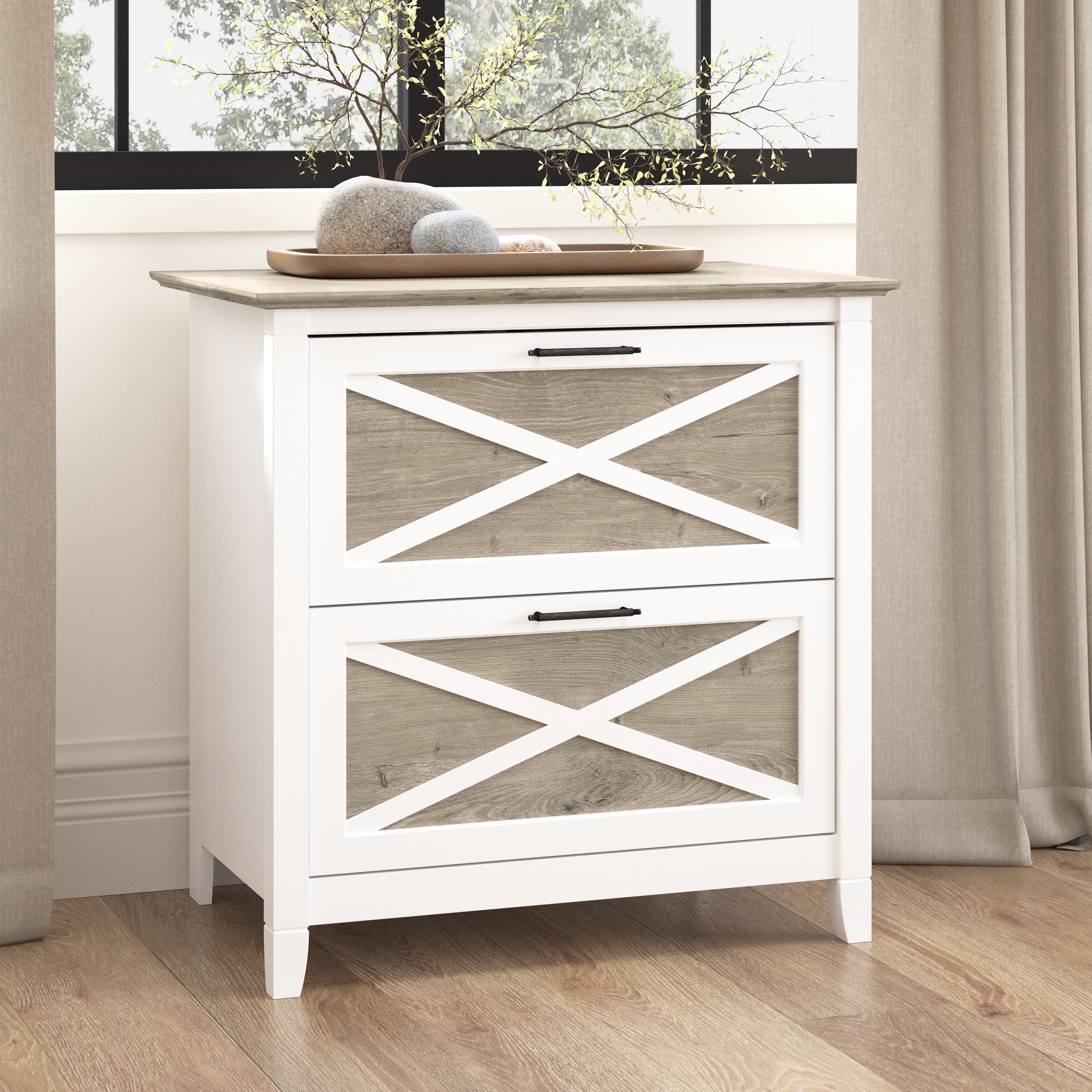 Mobiletto laterale per archivio a 2 cassetti Key West di Bush Furniture