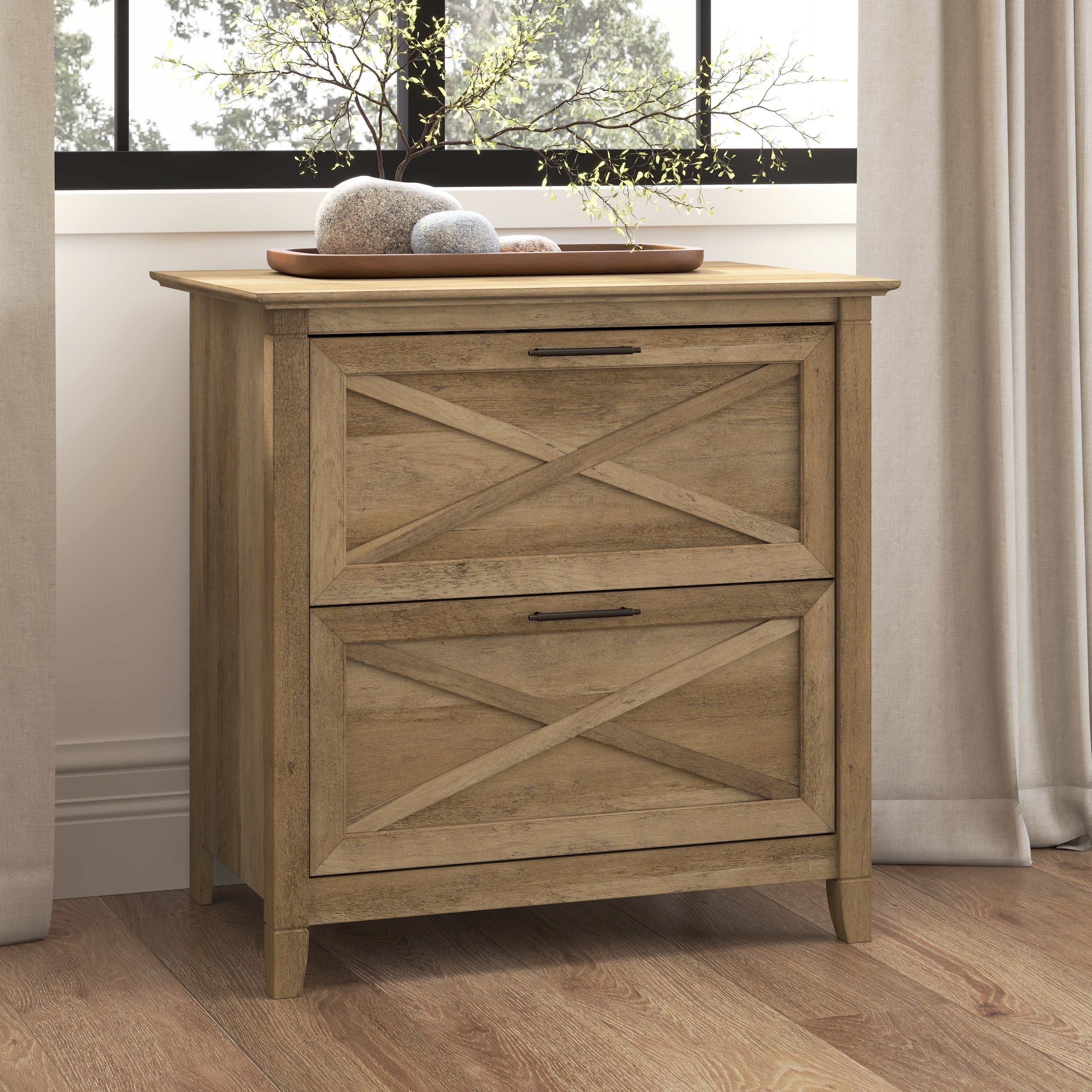 Mobiletto laterale per archivio a 2 cassetti Key West di Bush Furniture