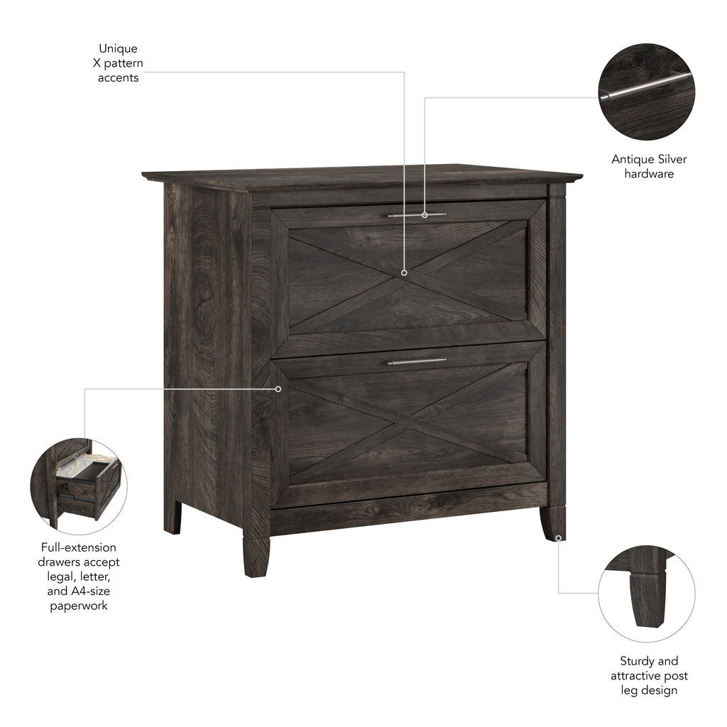 Mobiletto laterale per archivio a 2 cassetti Key West di Bush Furniture