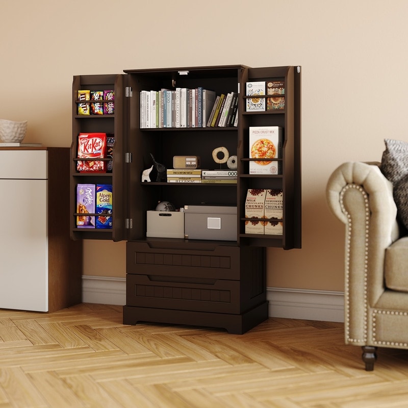 Mobile dispensa da cucina, mobiletto da bagno indipendente con 2 ante e cassetti