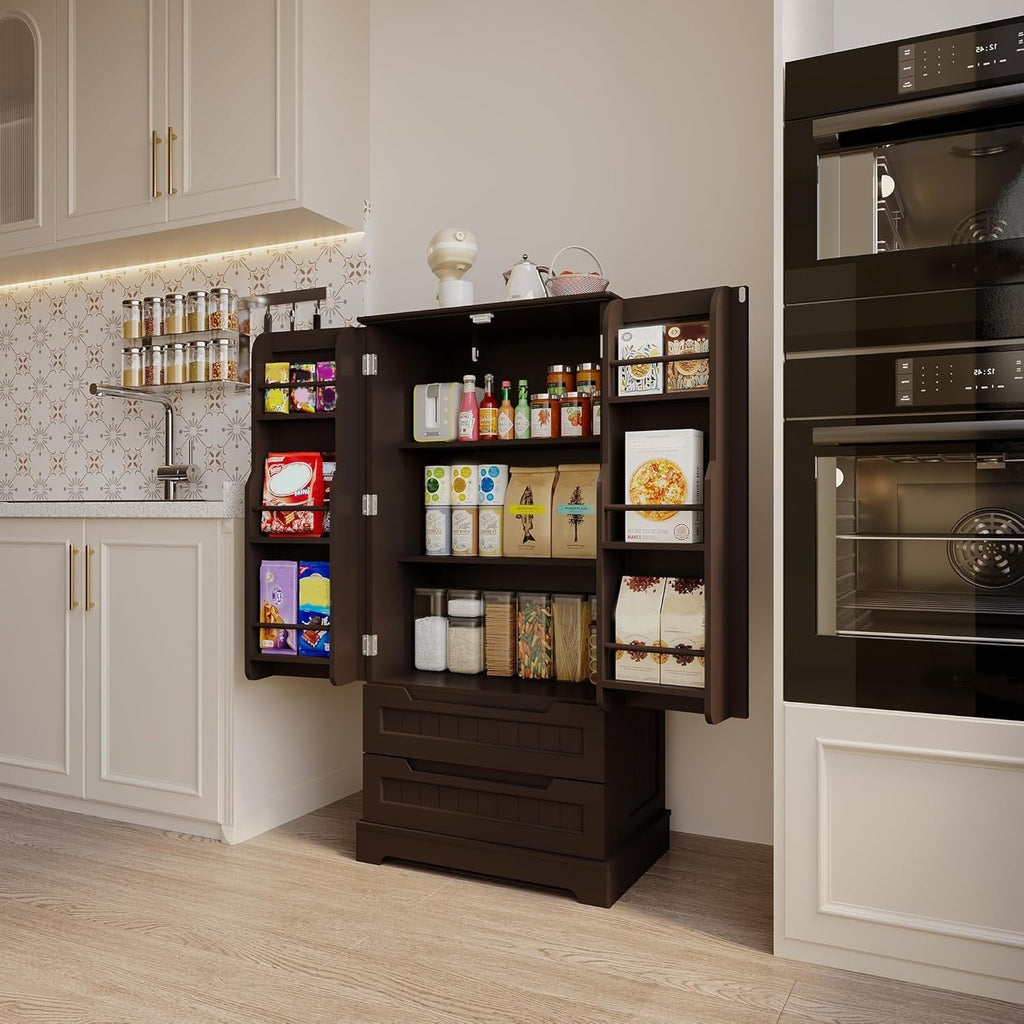 Mobile dispensa da cucina, mobiletto da bagno indipendente con 2 ante e cassetti