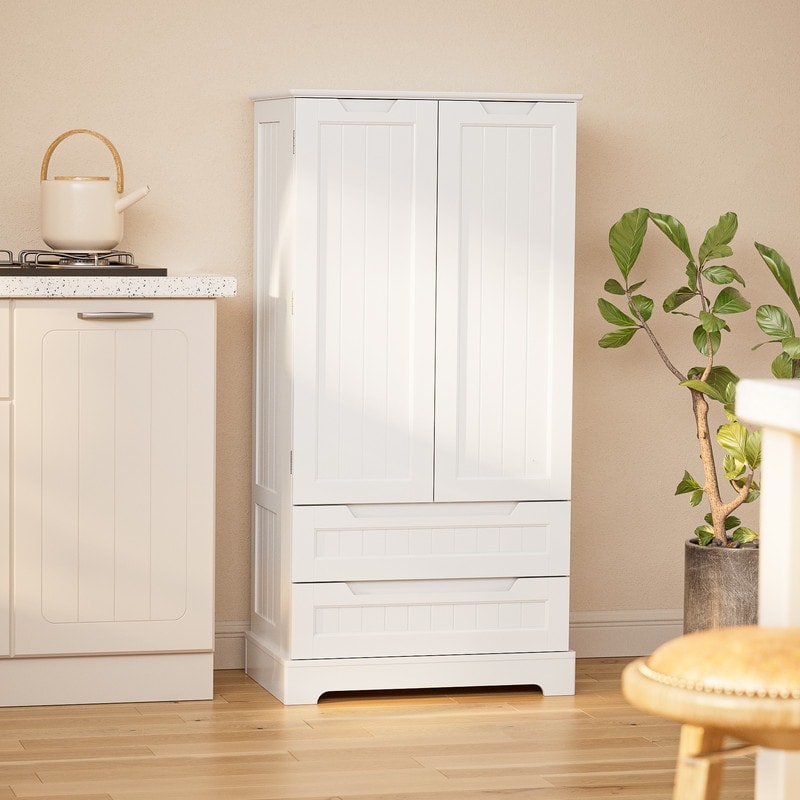 Mobile dispensa da cucina, mobiletto da bagno indipendente con 2 ante e cassetti