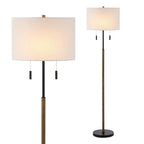 Lampada da terra a LED con candeliere in ferro rustico Koda 61, finitura in legno marrone/nero di JONATHAN Y