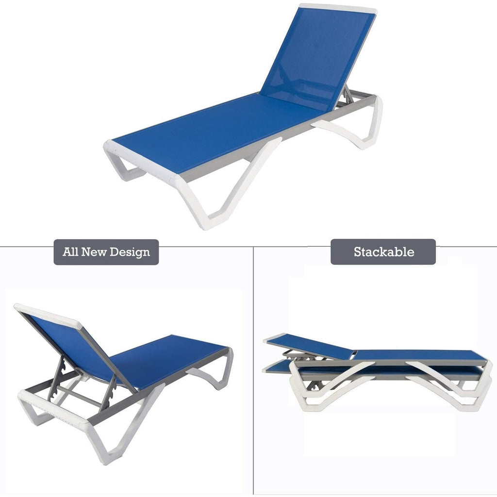 Kozyard Alan, chaise longue reclinabile regolabile per patio, gambe in resina di polipropilene e alluminio completamente piatte