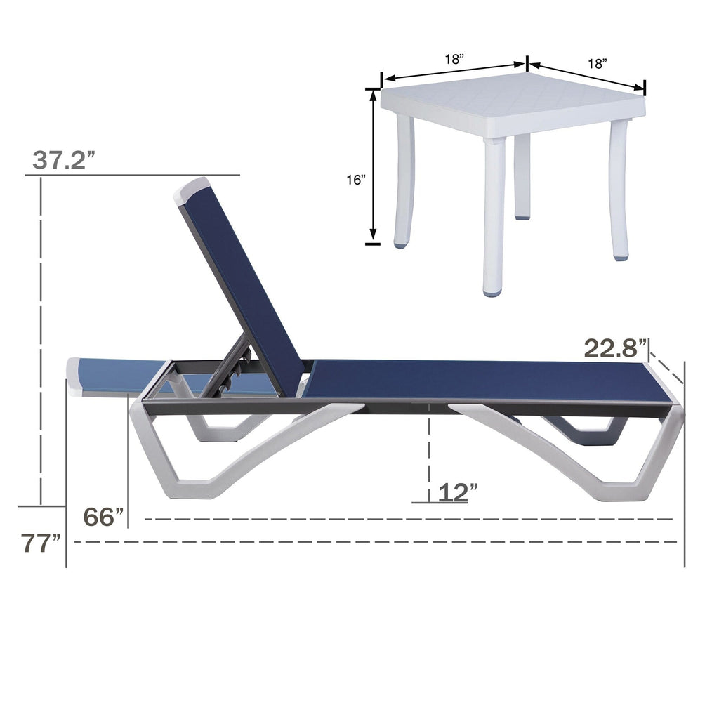 Kozyard Alan, chaise longue reclinabile regolabile per patio, gambe in resina di polipropilene e alluminio completamente piatte