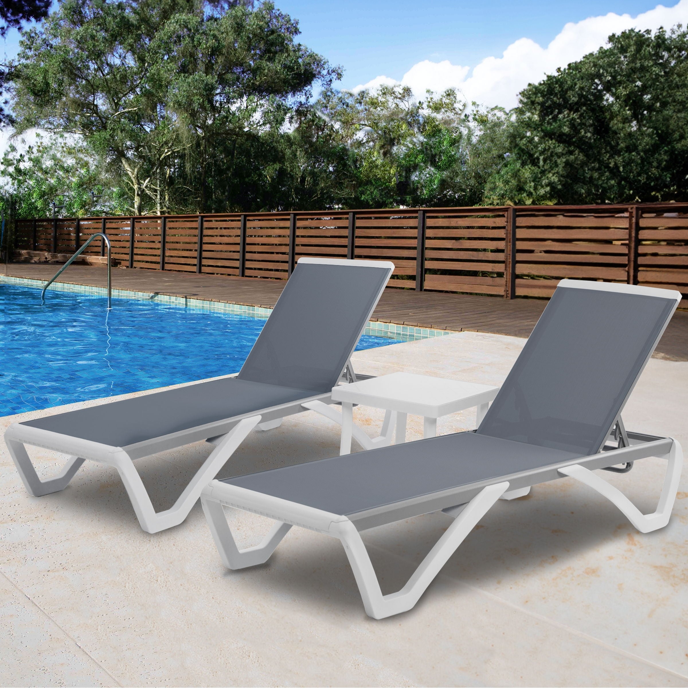 Kozyard Alan, chaise longue reclinabile regolabile per patio, gambe in resina di polipropilene e alluminio completamente piatte