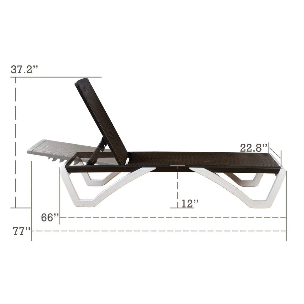 Kozyard Alan, chaise longue reclinabile regolabile per patio, gambe in resina di polipropilene e alluminio completamente piatte