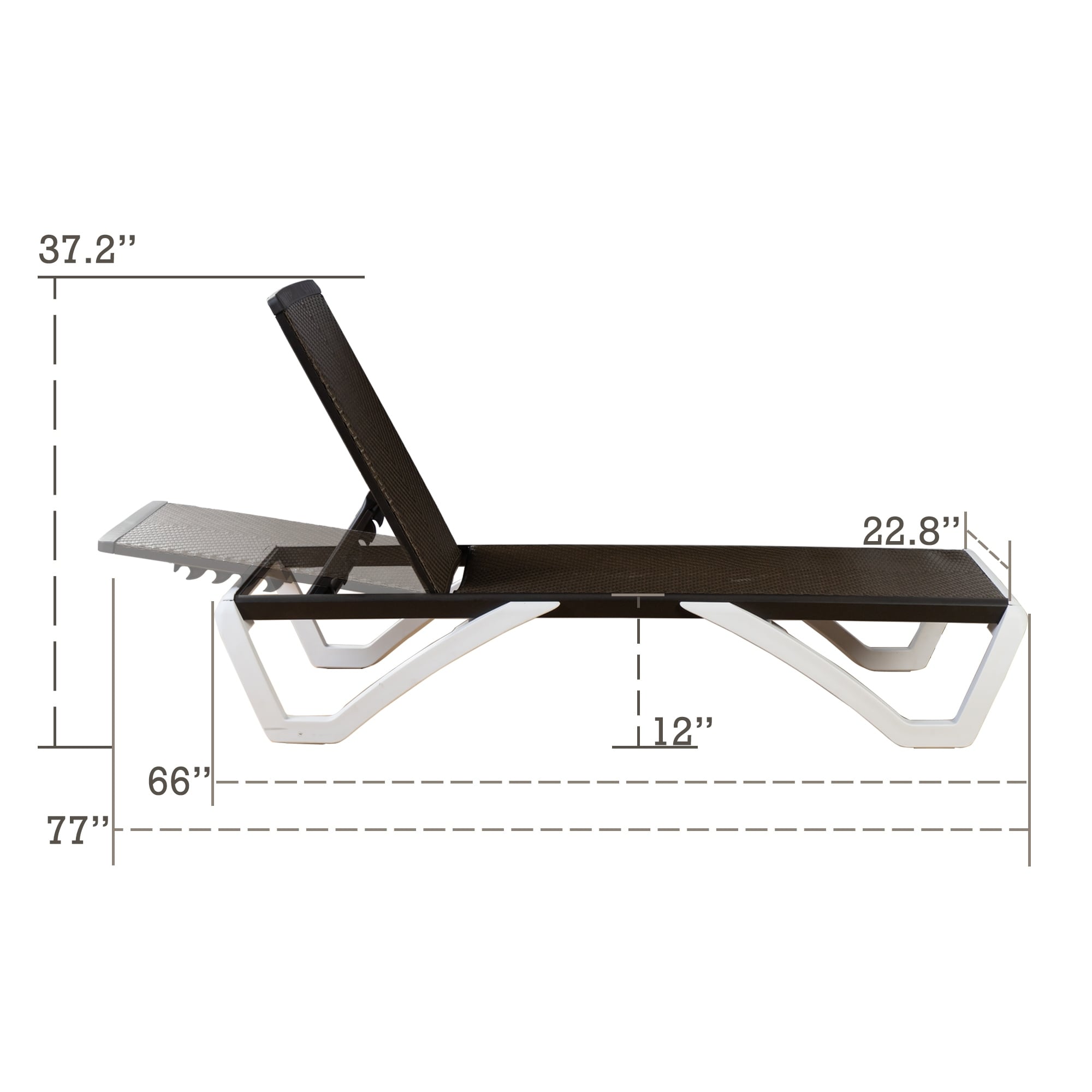 Kozyard Alan, chaise longue reclinabile regolabile per patio, gambe in resina di polipropilene e alluminio completamente piatte