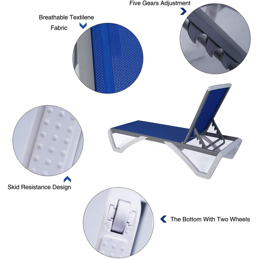 Kozyard Alan, chaise longue reclinabile regolabile per patio, gambe in resina di polipropilene e alluminio completamente piatte