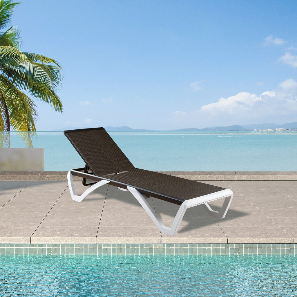 Kozyard Alan, chaise longue reclinabile regolabile per patio, gambe in resina di polipropilene e alluminio completamente piatte