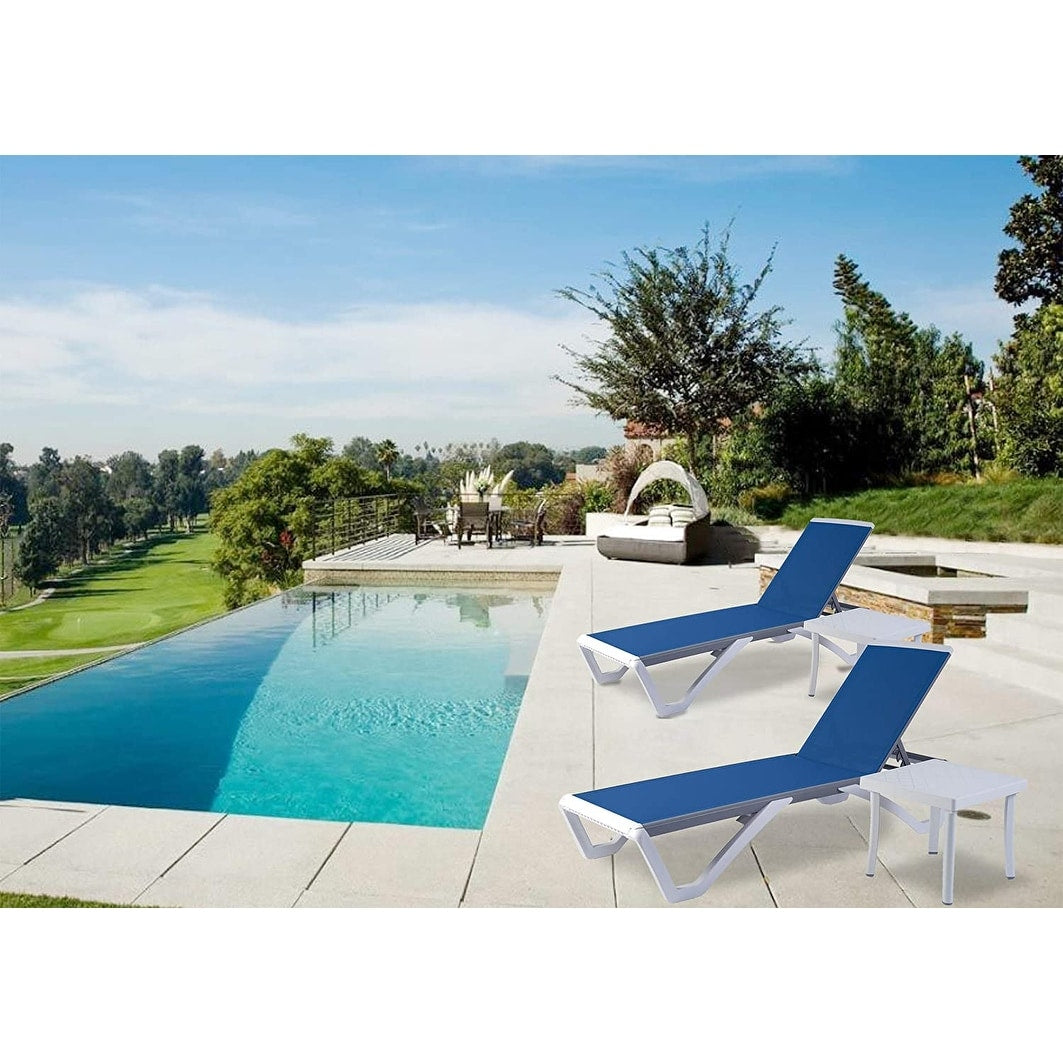 Kozyard Alan, chaise longue reclinabile regolabile per patio, gambe in resina di polipropilene e alluminio completamente piatte