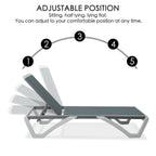 Kozyard Alan, chaise longue reclinabile regolabile per patio, gambe in resina di polipropilene e alluminio completamente piatte