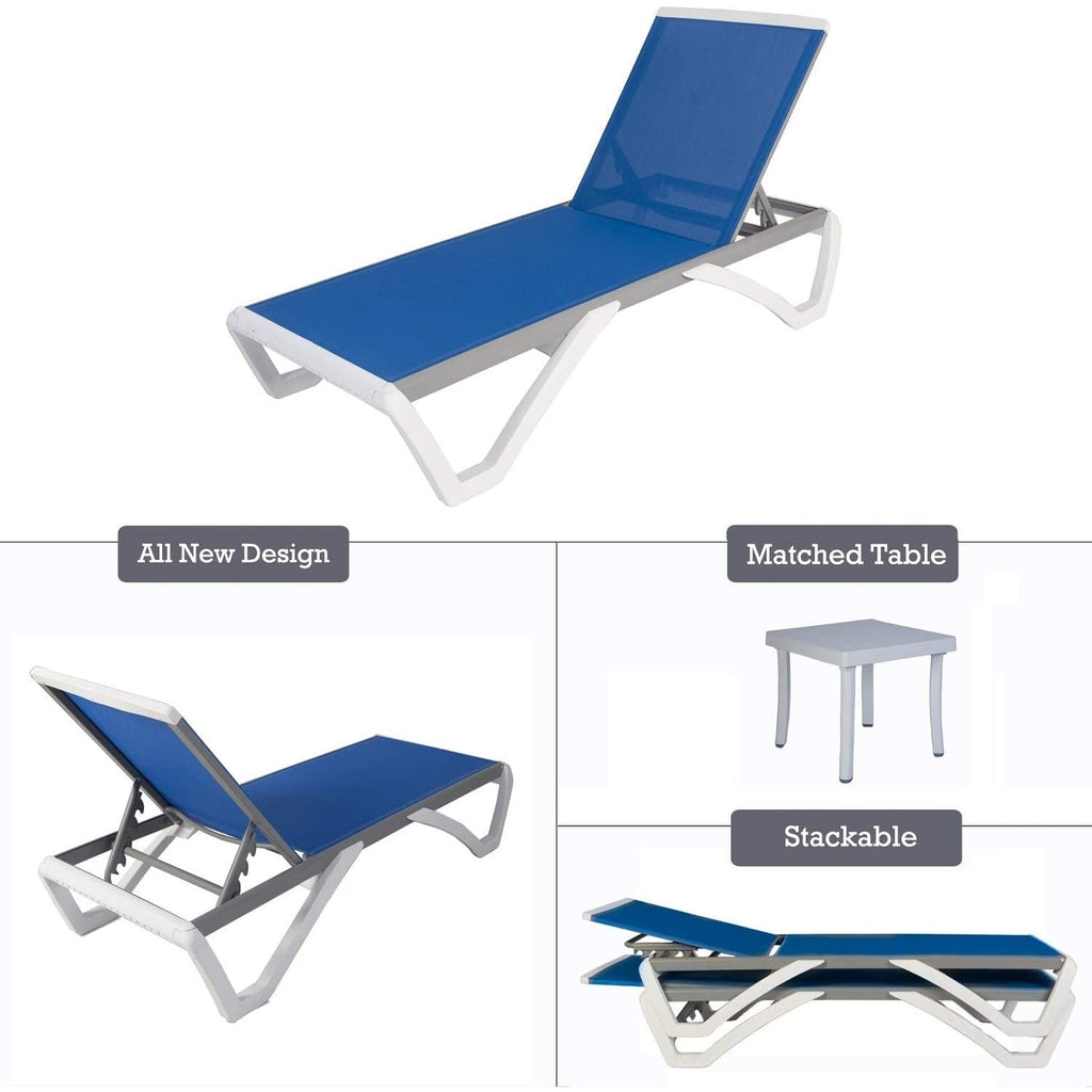 Kozyard Alan, chaise longue reclinabile regolabile per patio, gambe in resina di polipropilene e alluminio completamente piatte
