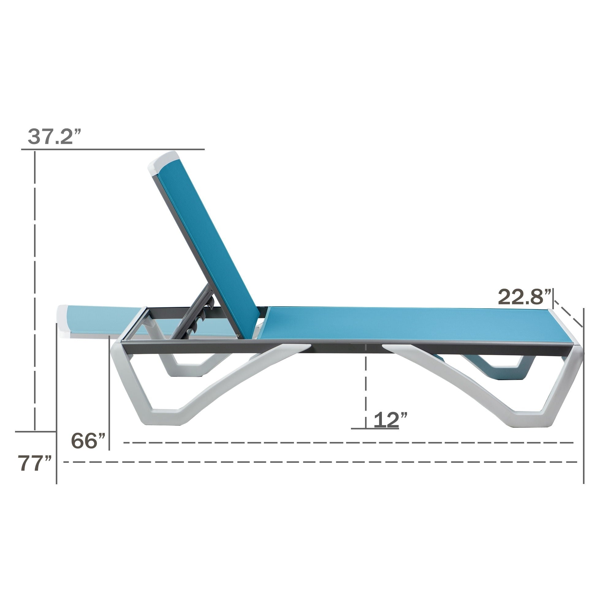 Kozyard Alan, chaise longue reclinabile regolabile per patio, gambe in resina di polipropilene e alluminio completamente piatte