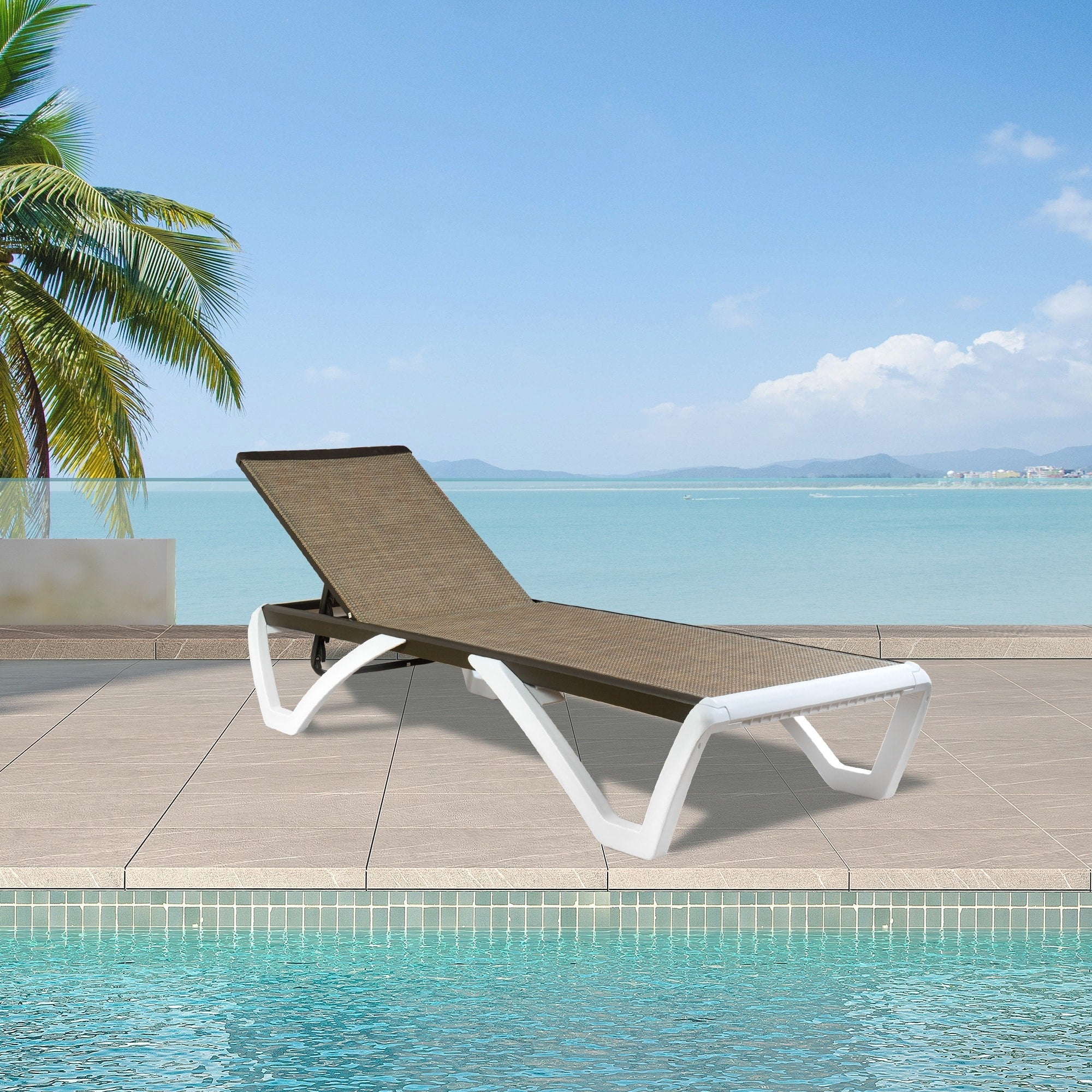 Kozyard Alan, chaise longue reclinabile regolabile per patio, gambe in resina di polipropilene e alluminio completamente piatte