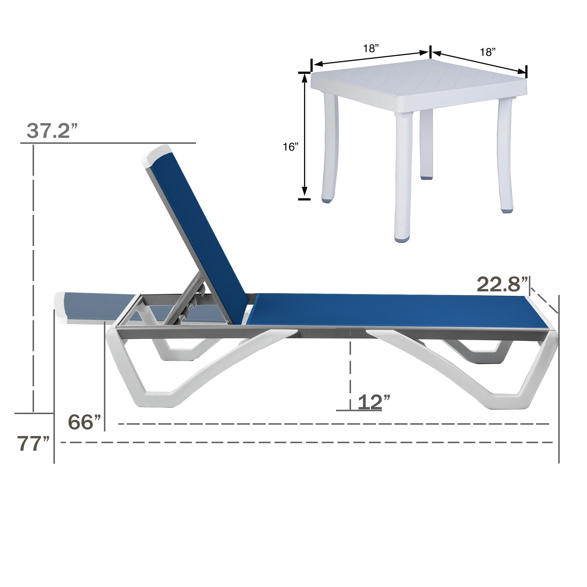 Kozyard Alan, chaise longue reclinabile regolabile per patio, gambe in resina di polipropilene e alluminio completamente piatte