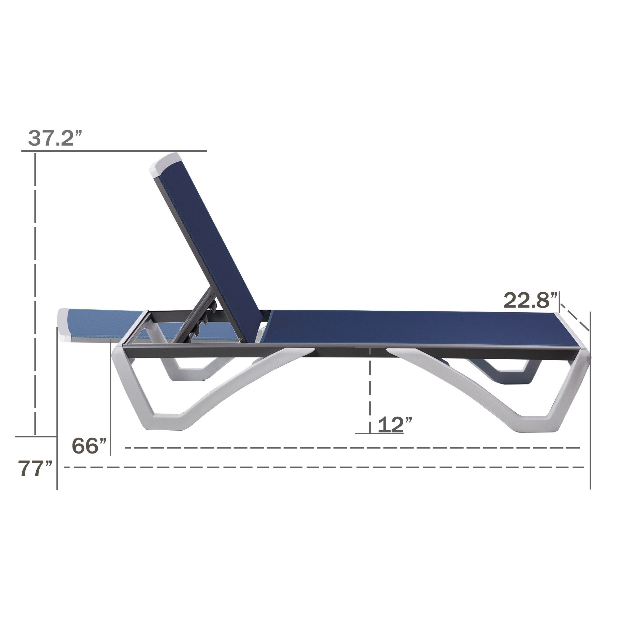 Kozyard Alan, chaise longue reclinabile regolabile per patio, gambe in resina di polipropilene e alluminio completamente piatte