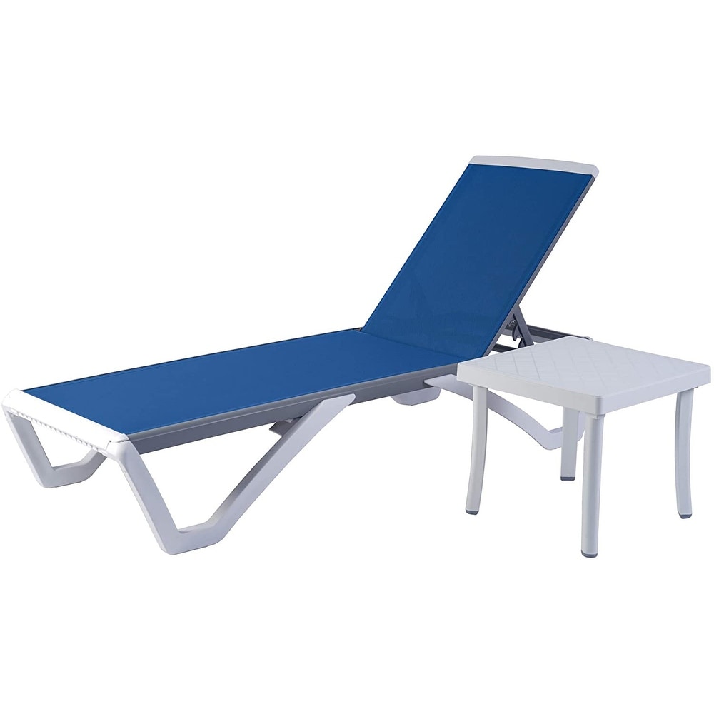 Kozyard Alan, chaise longue reclinabile regolabile per patio, gambe in resina di polipropilene e alluminio completamente piatte