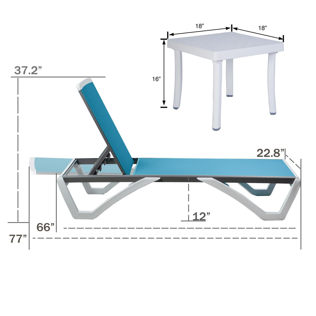 Kozyard Alan, chaise longue reclinabile regolabile per patio, gambe in resina di polipropilene e alluminio completamente piatte
