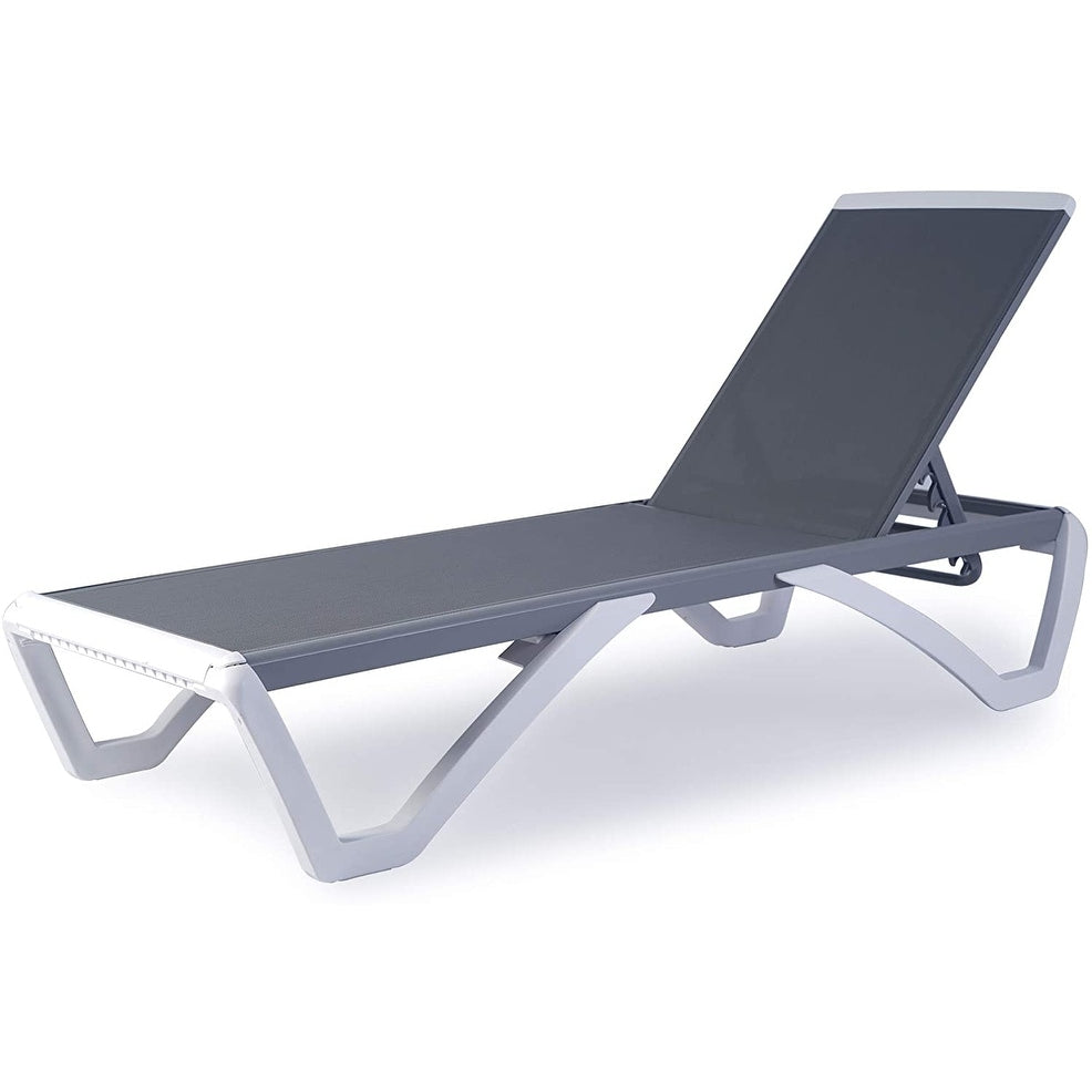 Kozyard Alan, chaise longue reclinabile regolabile per patio, gambe in resina di polipropilene e alluminio completamente piatte