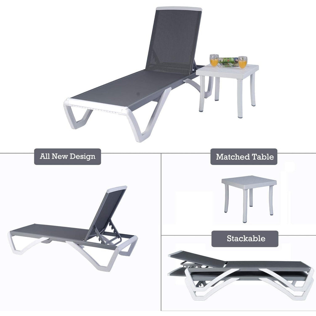 Kozyard Alan, chaise longue reclinabile regolabile per patio, gambe in resina di polipropilene e alluminio completamente piatte
