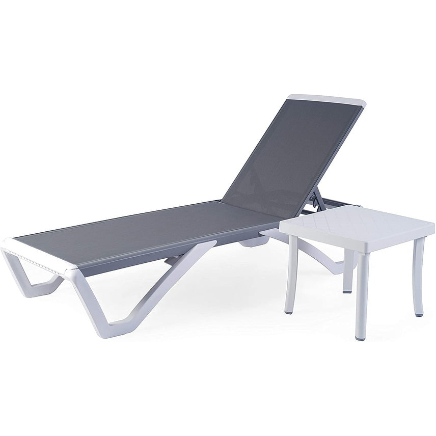 Kozyard Alan, chaise longue reclinabile regolabile per patio, gambe in resina di polipropilene e alluminio completamente piatte