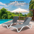 Kozyard Alan, chaise longue reclinabile regolabile per patio, gambe in resina di polipropilene e alluminio completamente piatte