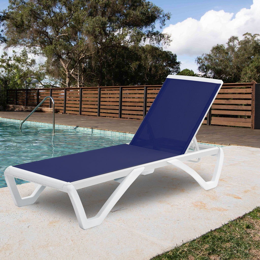 Kozyard Alan, chaise longue reclinabile regolabile per patio, gambe in resina di polipropilene e alluminio completamente piatte