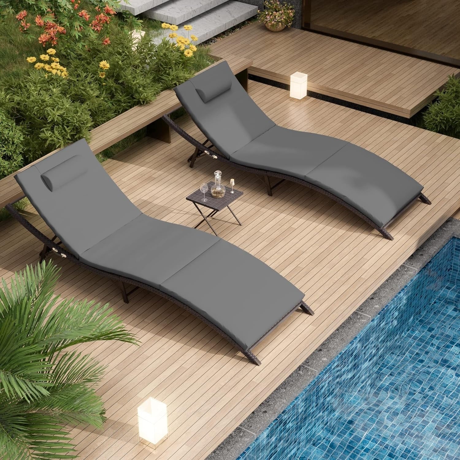 Set chaise lounge da esterno Kullavik in 3 pezzi