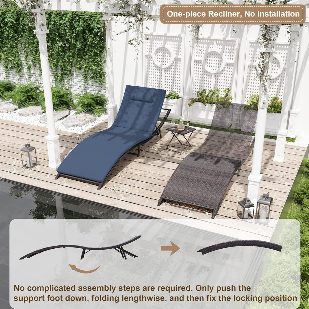 Set chaise lounge da esterno Kullavik in 3 pezzi
