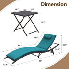 Set chaise lounge da esterno Kullavik in 3 pezzi