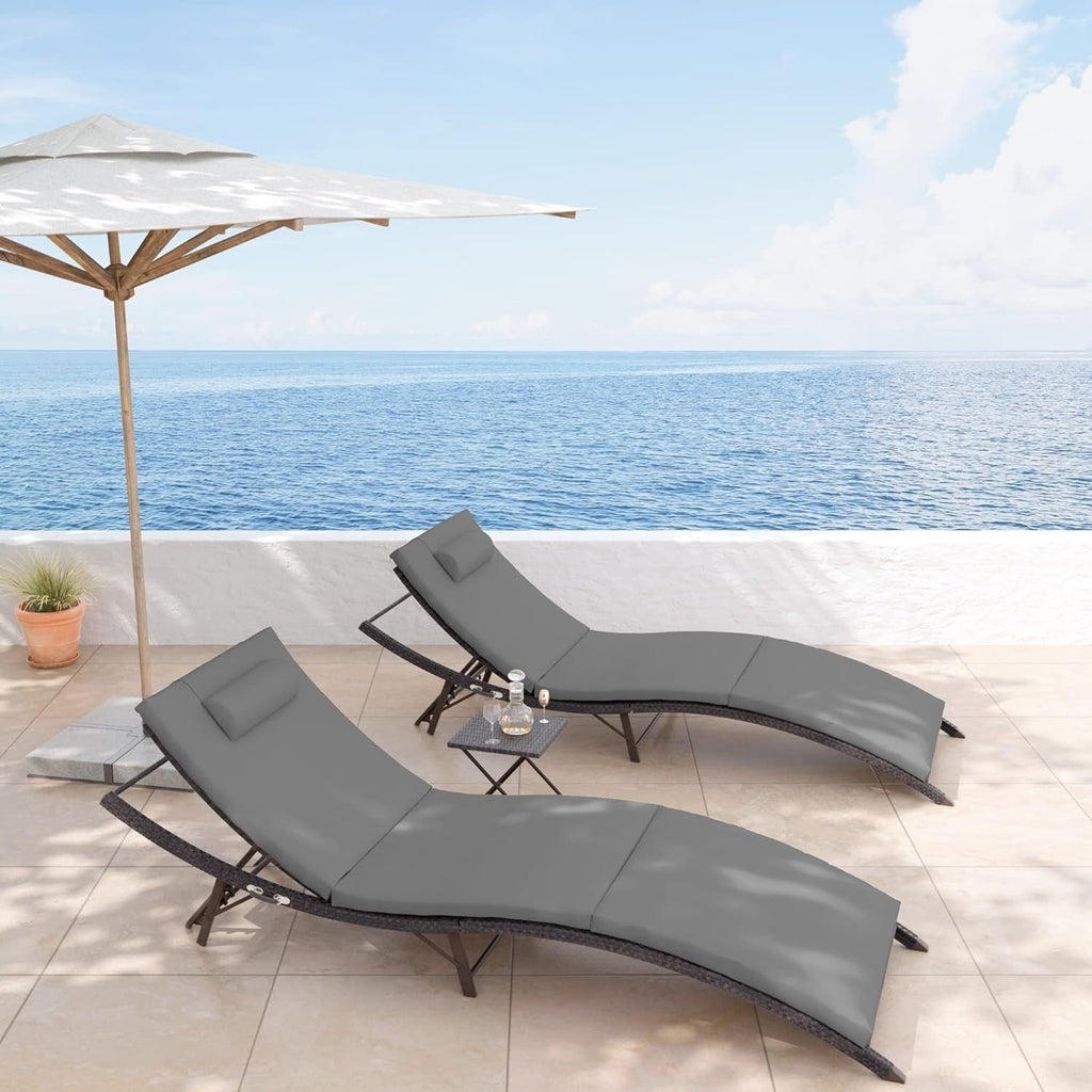 Set chaise lounge da esterno Kullavik in 3 pezzi