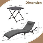 Set chaise lounge da esterno Kullavik in 3 pezzi