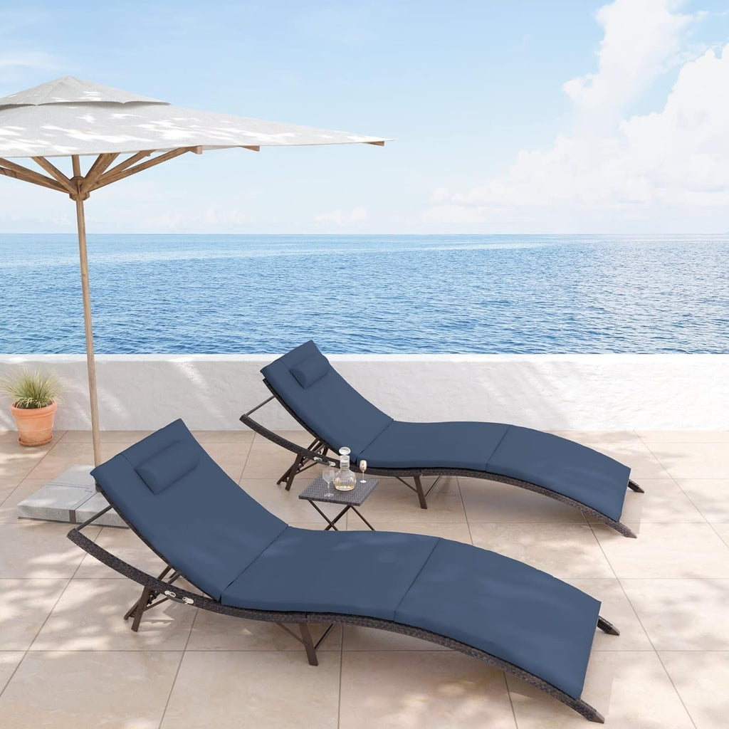 Set chaise lounge da esterno Kullavik in 3 pezzi