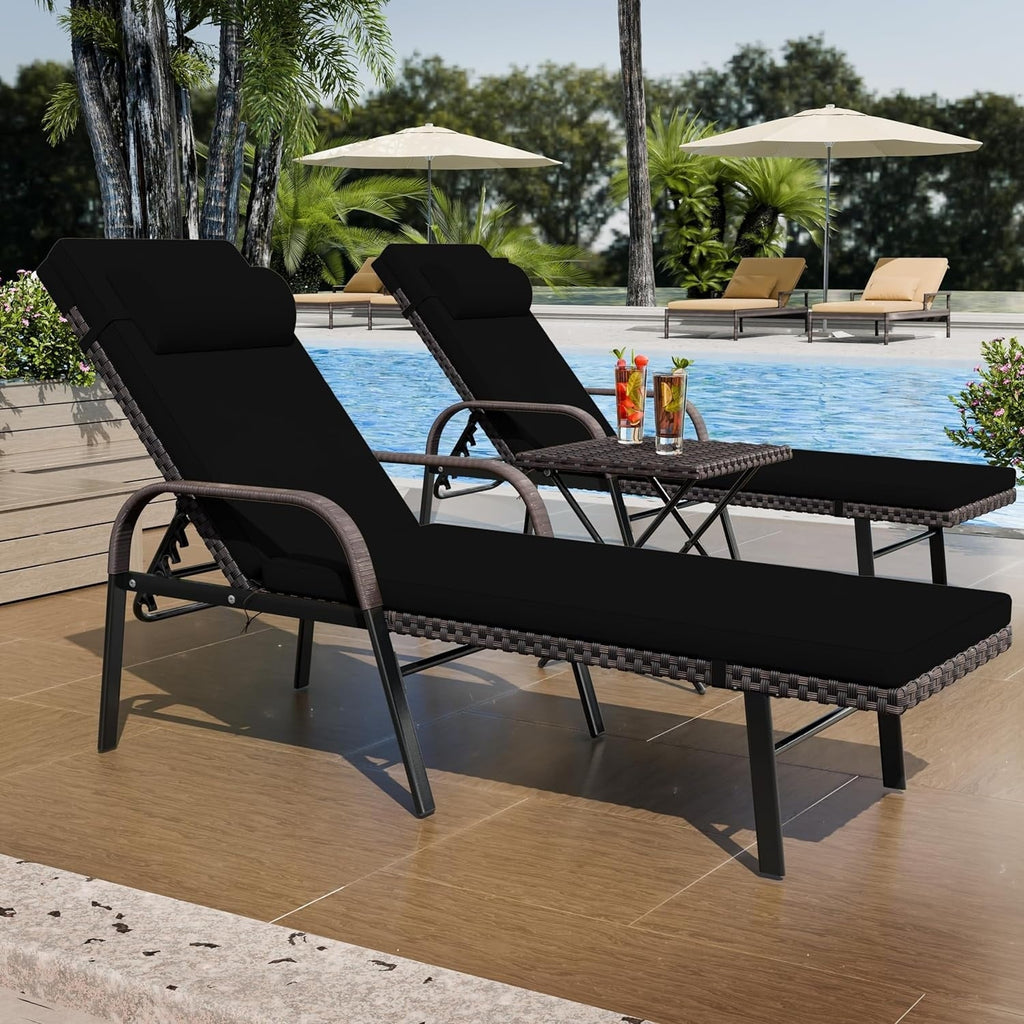 Set chaise lounge da esterno Kullavik in 3 pezzi