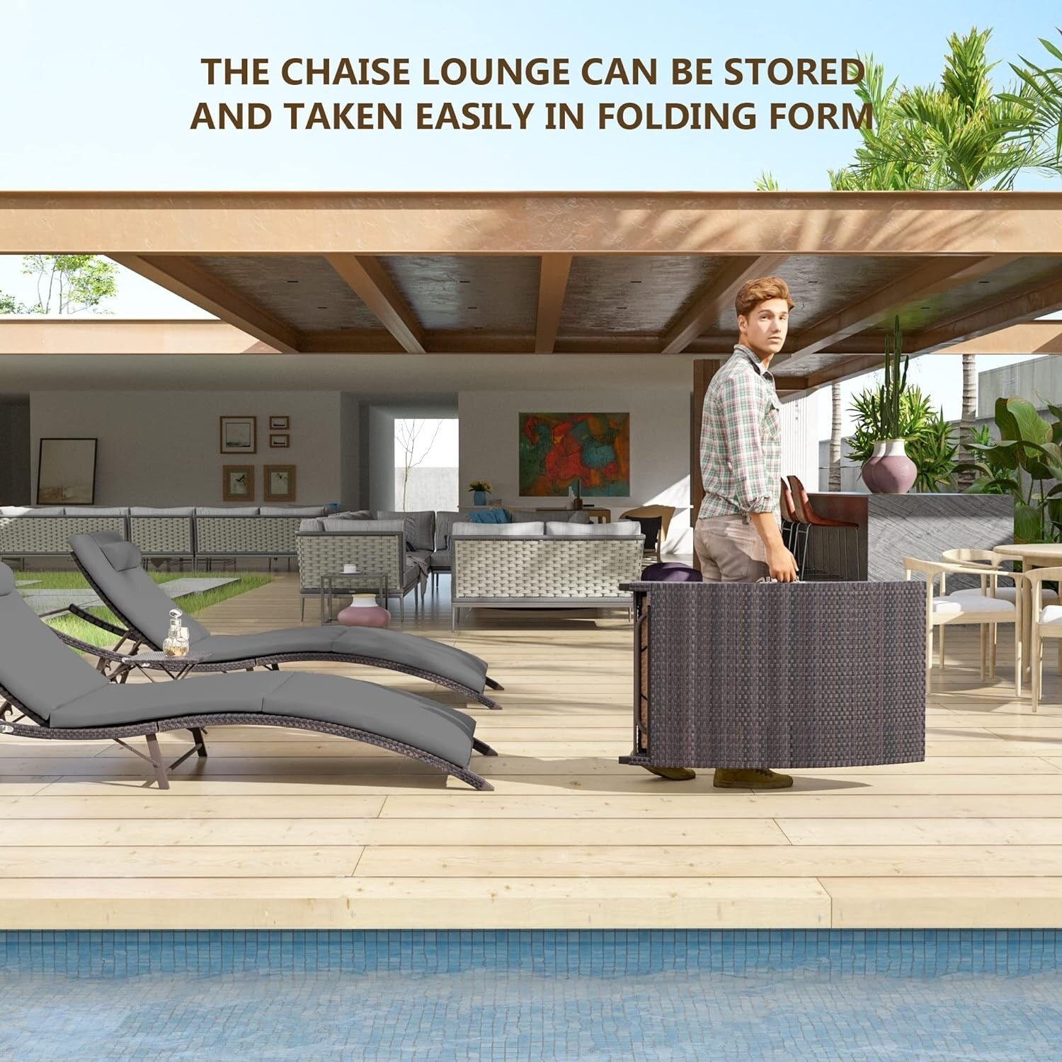 Set chaise lounge da esterno Kullavik in 3 pezzi