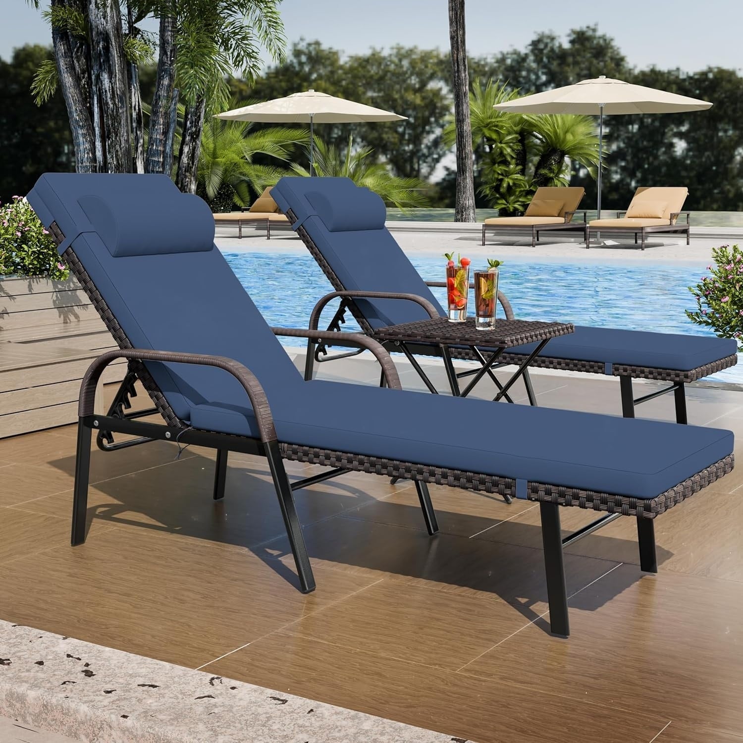 Set chaise lounge da esterno Kullavik in 3 pezzi