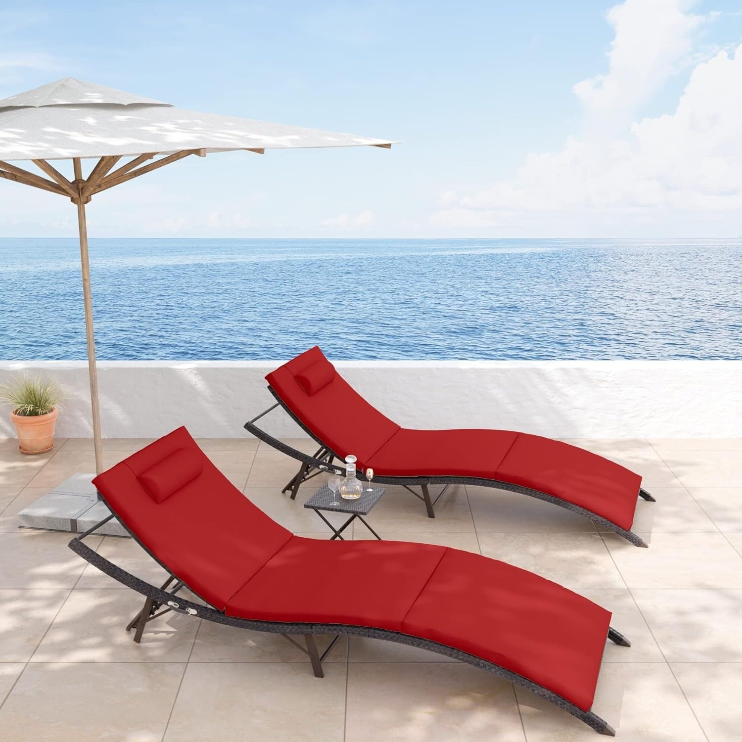 Set chaise lounge da esterno Kullavik in 3 pezzi