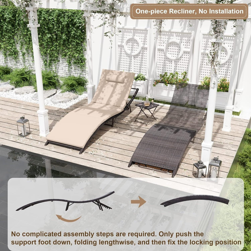 Set chaise lounge da esterno Kullavik in 3 pezzi