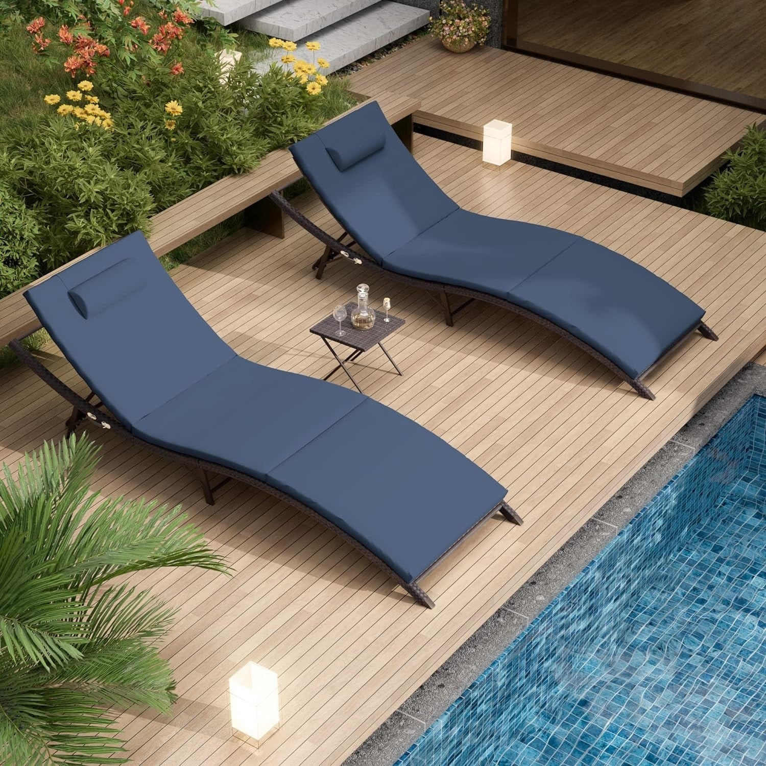 Set chaise lounge da esterno Kullavik in 3 pezzi