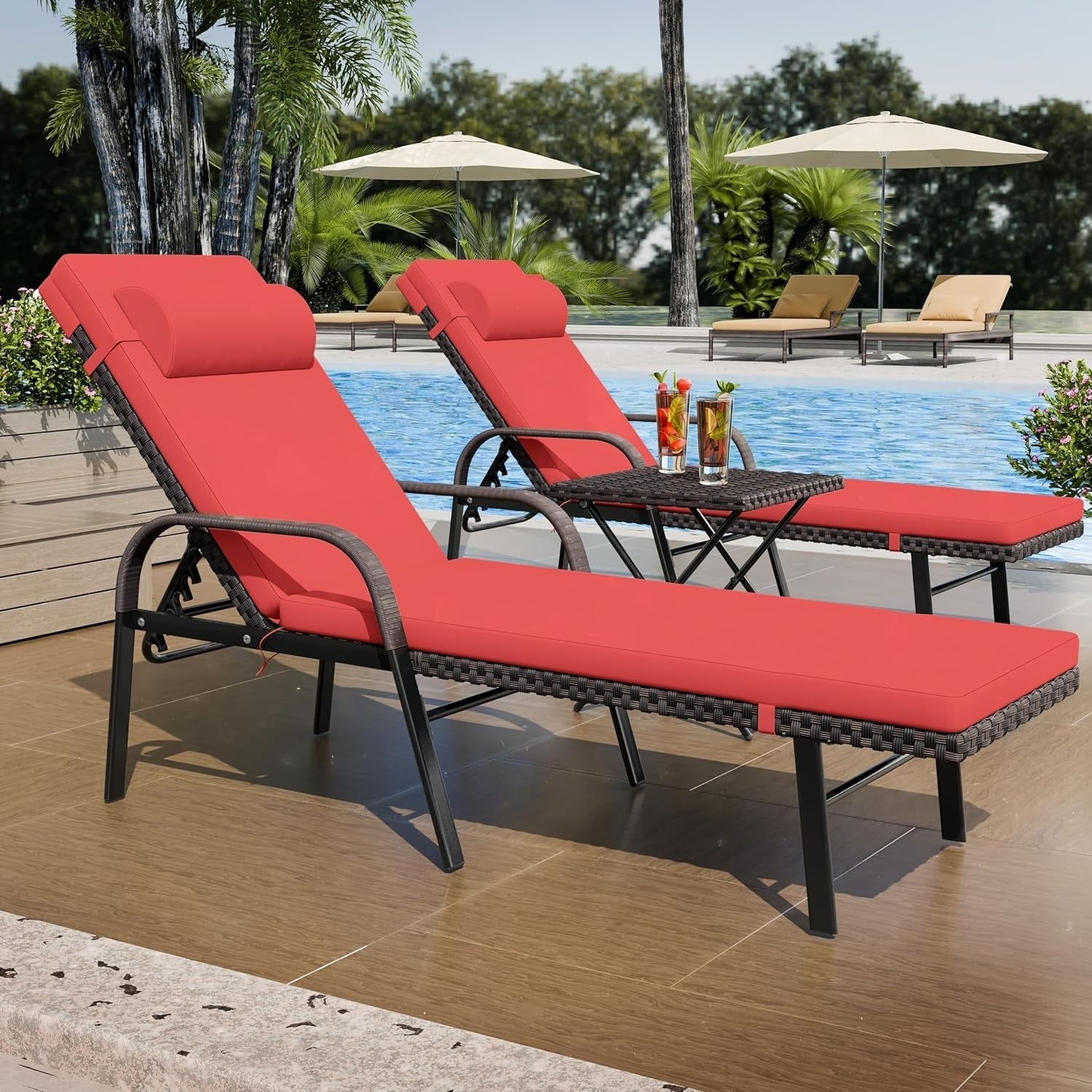 Set chaise lounge da esterno Kullavik in 3 pezzi