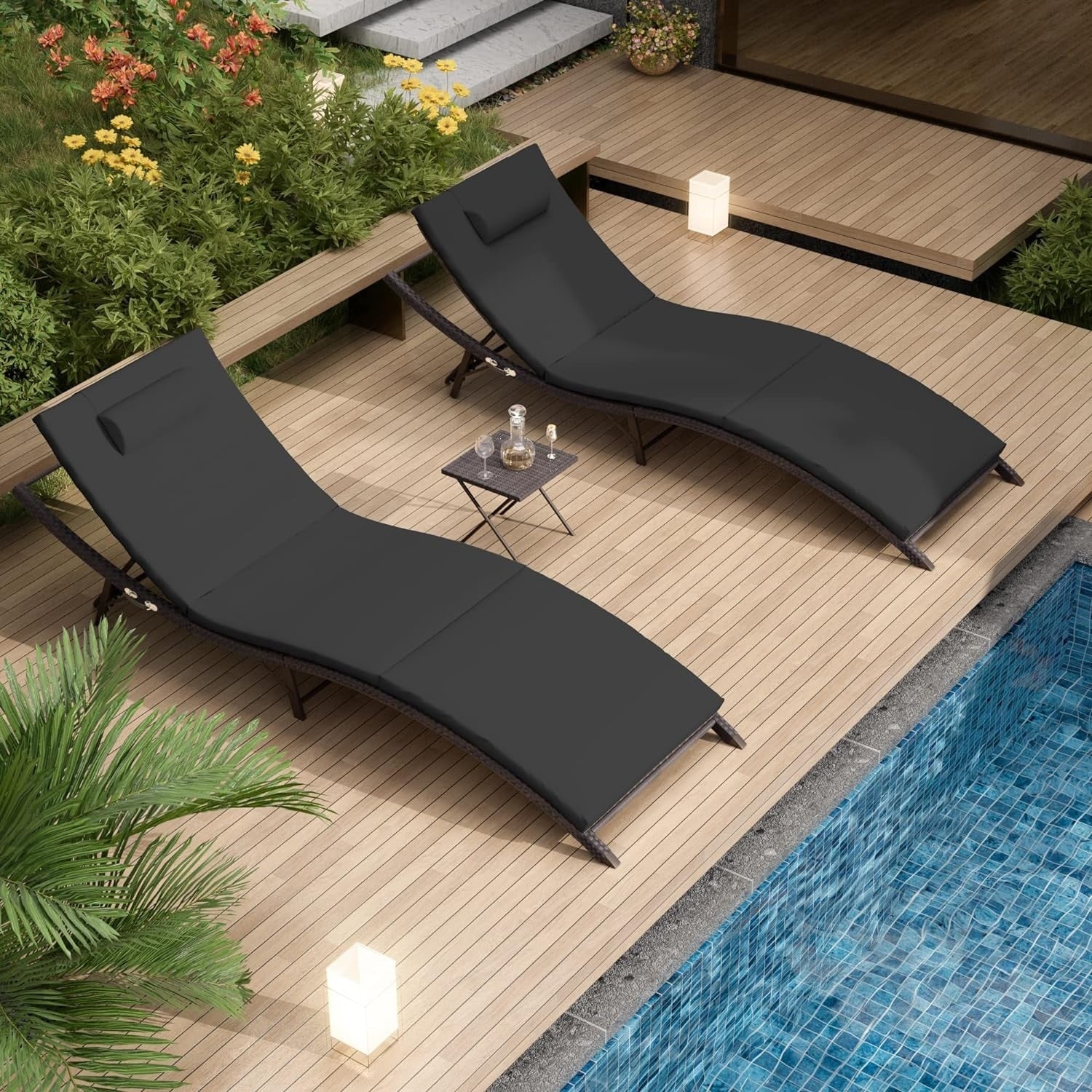 Set chaise lounge da esterno Kullavik in 3 pezzi