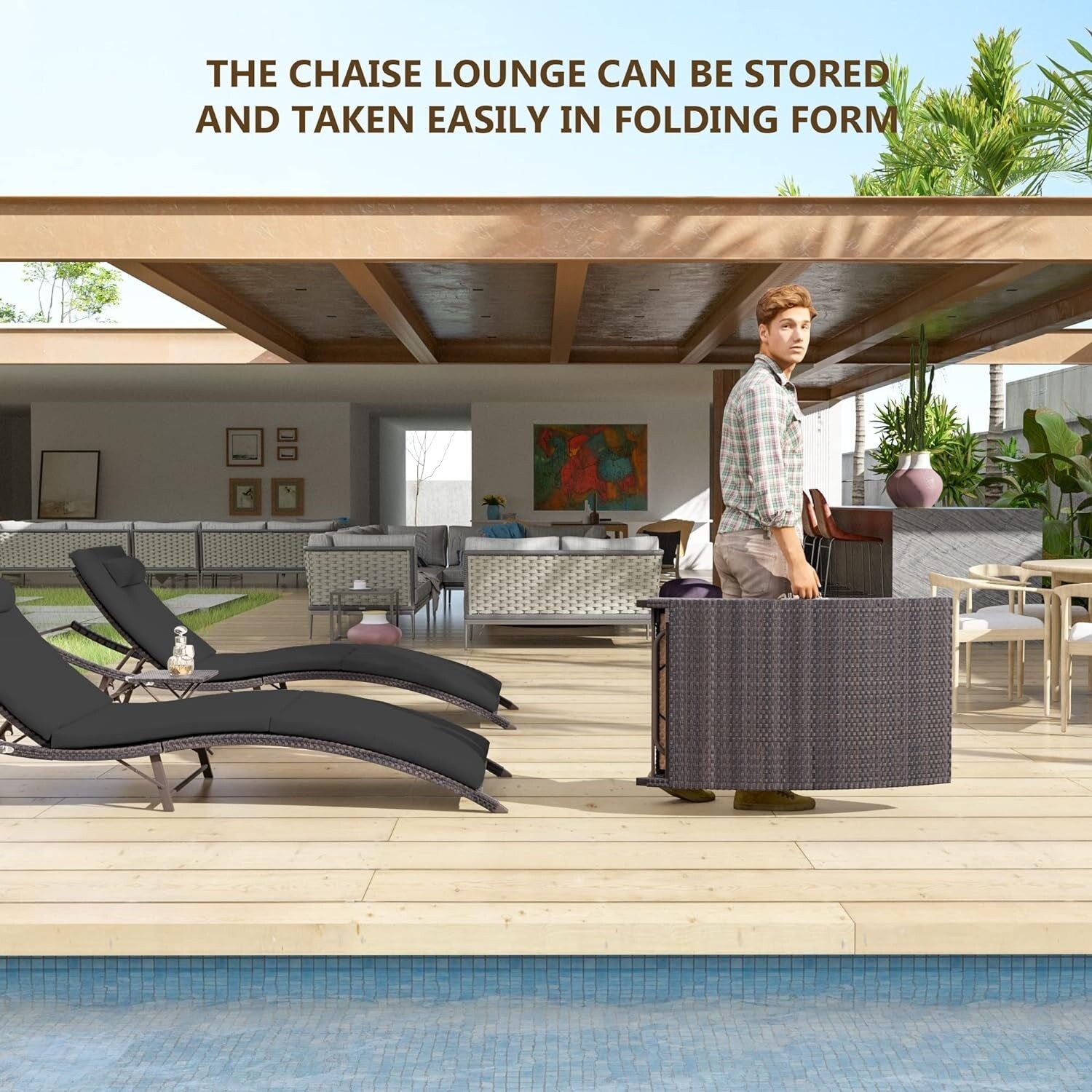 Set chaise lounge da esterno Kullavik in 3 pezzi