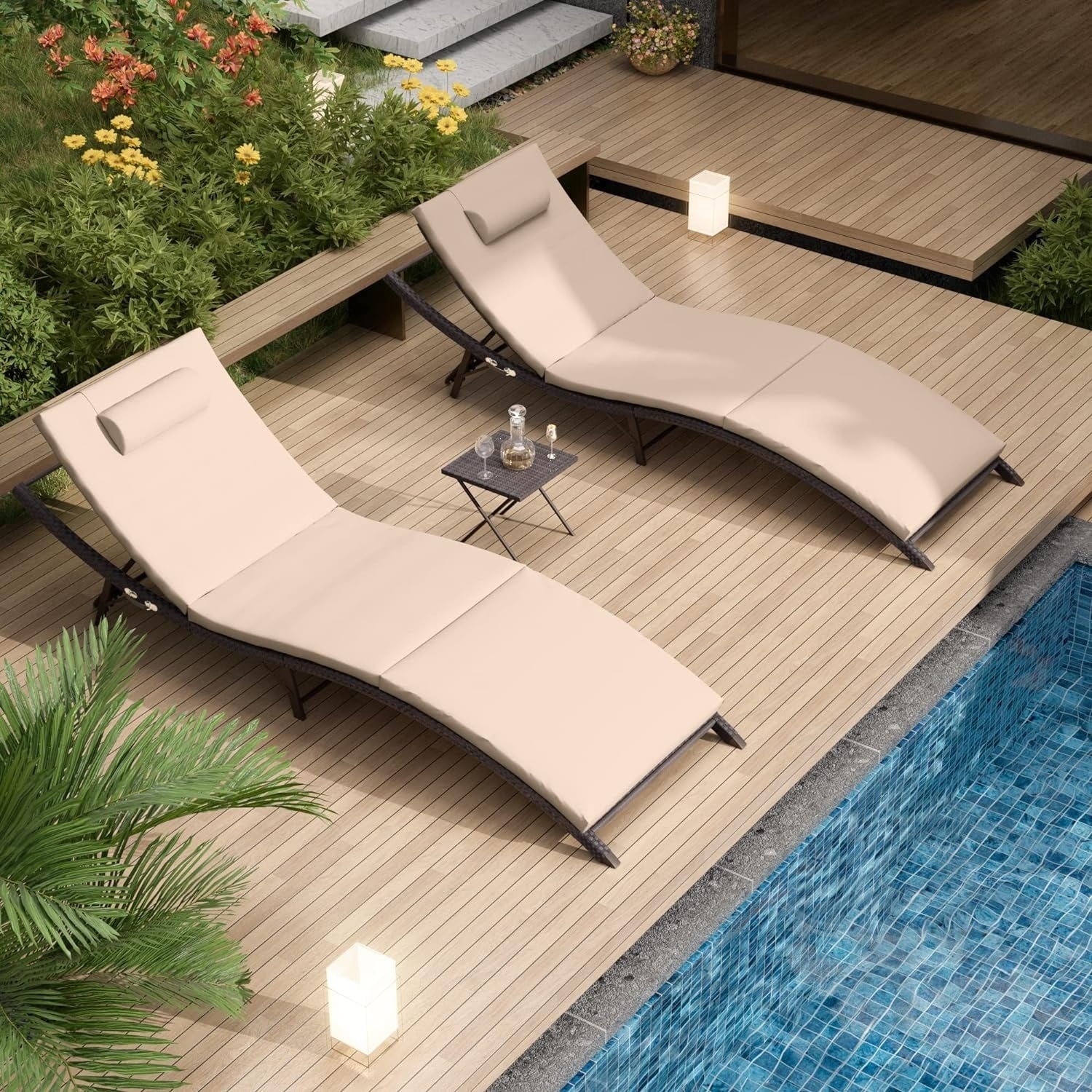 Set chaise lounge da esterno Kullavik in 3 pezzi