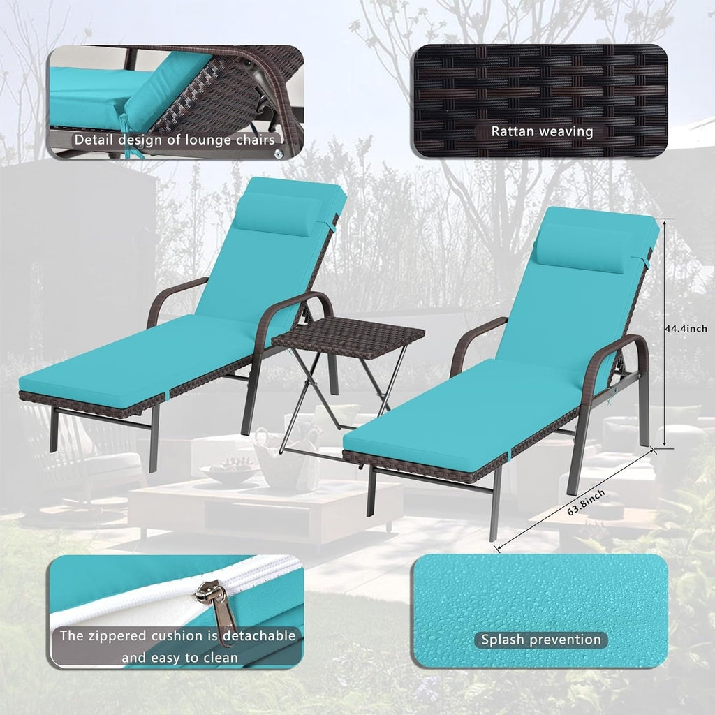 Set chaise lounge da esterno Kullavik in 3 pezzi
