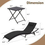 Set chaise lounge da esterno Kullavik in 3 pezzi