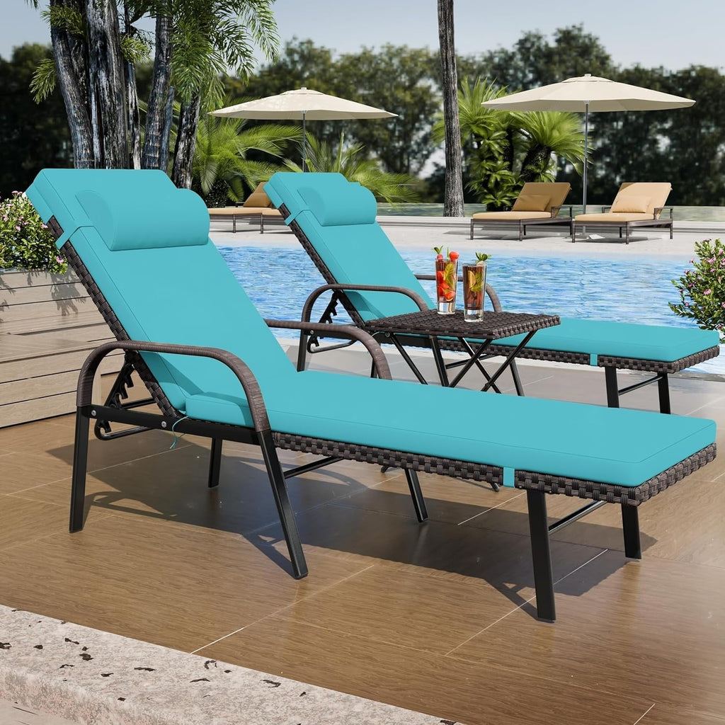 Set chaise lounge da esterno Kullavik in 3 pezzi