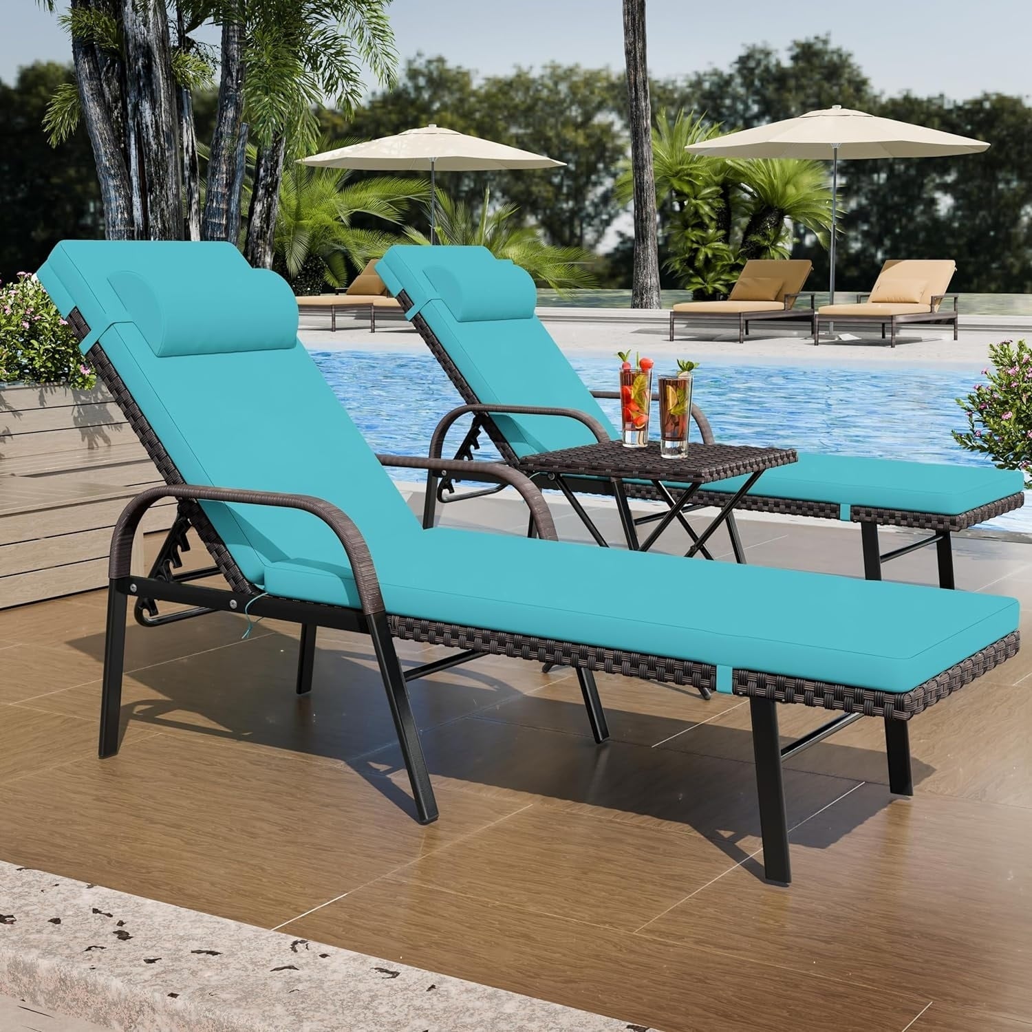 Set chaise lounge da esterno Kullavik in 3 pezzi